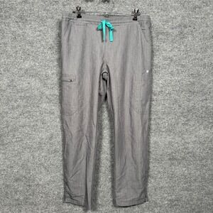 Figs Womens Petite Medium Scrub Pants Cargo Gray Bottoms Elastic Waist PO# 1811